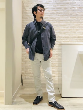 「アイテム（ボディバッグ/ウエストポーチ）」を使った、片山さん（メンズ・165cm）の秋コーディネート