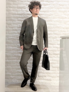 「アイテム（セットアップ）」を使った、片山さん（メンズ・165cm）の夏コーディネート