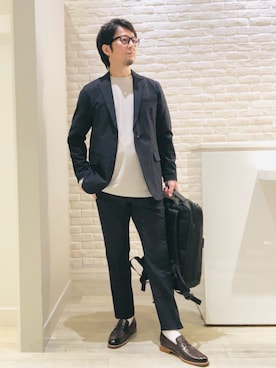 「アイテム（セットアップ）」を使った、片山さん（メンズ・165cm）の秋コーディネート