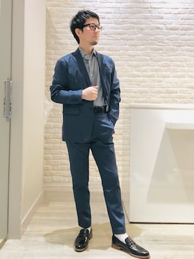 「アイテム（テーラードジャケット）」を使った、片山さん（メンズ・165cm）の夏コーディネート