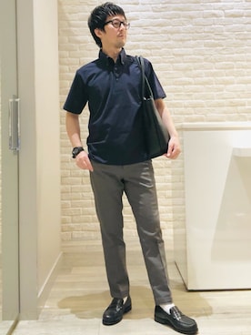 「アイテム（チノパンツ）」を使った、片山さん（メンズ・165cm・40代）の夏コーディネート