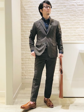 「アイテム（セットアップ）」を使った、片山さん（メンズ・165cm）の秋コーディネート
