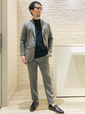 「アイテム（ローファー）」を使った、片山さん（メンズ・165cm）の秋コーディネート