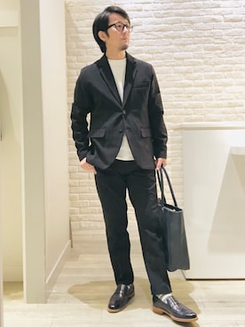 「アイテム（セットアップ）」を使った、片山さん（メンズ・165cm）の秋コーディネート