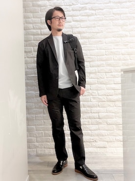 「アイテム（セットアップ）」を使った、片山さん（メンズ・165cm）の夏コーディネート