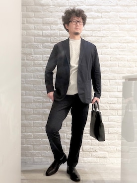 「アイテム（セットアップ）」を使った、片山さん（メンズ・165cm）の夏コーディネート