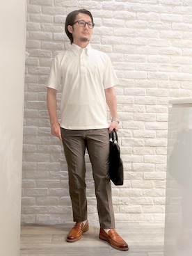 「アイテム（ビジネスバッグ）」を使った、片山さん（メンズ・165cm）の夏コーディネート