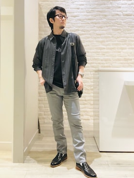 「アイテム（ボディバッグ/ウエストポーチ）」を使った、片山さん（メンズ・165cm）の秋コーディネート