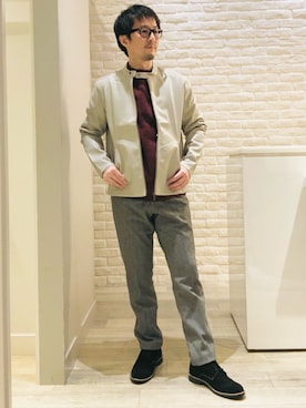 「アイテム（ライダースジャケット）」を使った、片山さん（メンズ・165cm・40代）の冬コーディネート