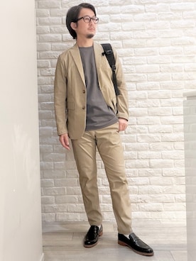 「アイテム（セットアップ）」を使った、片山さん（メンズ・165cm）の夏コーディネート