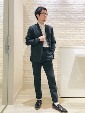 「アイテム（セットアップ）」を使った、片山さん（メンズ・165cm）の夏コーディネート