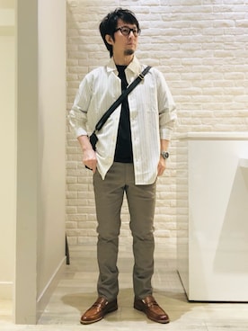 「アイテム（ボディバッグ/ウエストポーチ）」を使った、片山さん（メンズ・165cm）の秋コーディネート