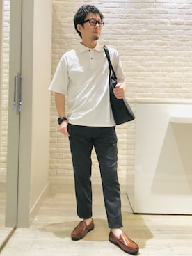 「アイテム（スリッポン）」を使った、片山さん（メンズ・165cm）の夏コーディネート