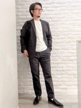 「アイテム（セットアップ）」を使った、片山さん（メンズ・165cm）の夏コーディネート