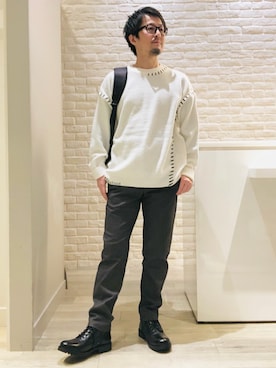 「アイテム（スラックス）」を使った、片山さん（メンズ・165cm・40代）の冬コーディネート