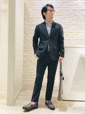 「アイテム（セットアップ）」を使った、片山さん（メンズ・165cm）の秋コーディネート