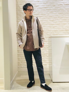 「アイテム（チノパンツ）」を使った、片山さん（メンズ・165cm・40代）の秋コーディネート
