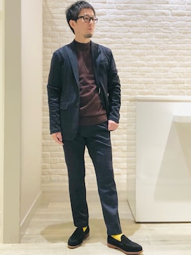 「アイテム（セットアップ）」を使った、片山さん（メンズ・165cm）の秋コーディネート