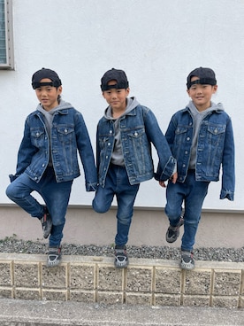 「devirock（デビロック）のアイテム（パーカー）」を使った、327さん（キッズ・128cm）の冬コーディネート