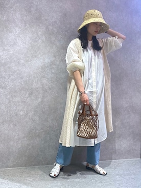「袖ボリューム」｜「アイテム（帽子）」を使った、YUKARIさん（レディース・169cm）の春コーディネート