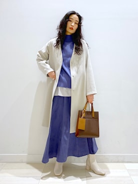 「スクエアトゥ」｜「アイテム（ノーカラーコート）」を使った、YUKARIさん（レディース・169cm）の冬コーディネート