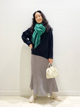 「タートルネック」｜「アイテム（クラッチバッグ）」を使った、YUKARIさん（レディース・169cm）の冬コーディネート