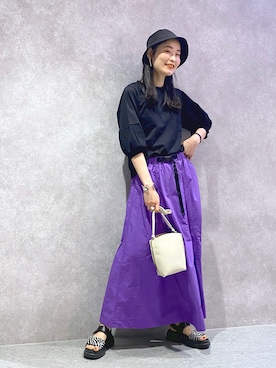 「袖ボリューム」｜「アイテム（帽子）」を使った、YUKARIさん（レディース・169cm）の夏コーディネート