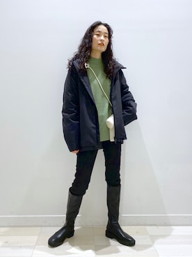 「GLOBAL WORK（グローバルワーク）のウツクシルエットデニムスリム/954886（デニムパンツ）」を使った、YUKARIさん（レディース・169cm）の秋コーディネート