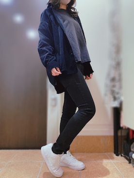 「UNIQLO（ユニクロ）のウルトラストレッチジーンズ（デニムパンツ）」を使った、ぽさん（レディース・163cm）の秋コーディネート