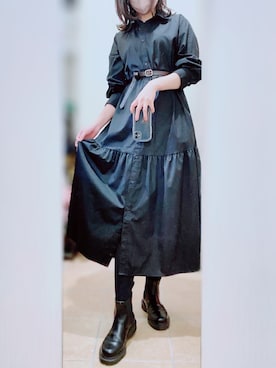 「GUコーデ」｜「アイテム（シャツワンピース）」を使った、ぽさん（レディース・163cm）の春コーディネート