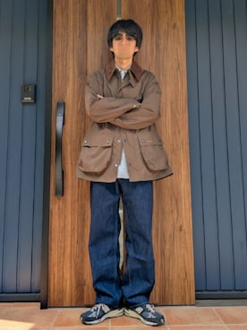 「Barbour（バブアー）のアイテム（ジャケット/アウター）」を使った、めそさん（メンズ・168cm）の春コーディネート