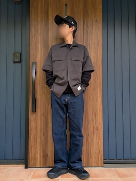 「HOKA（ホカ）のHOKA ONEONE BONDI 7 / ホカオネオネ ボンダイ 7（スニーカー、ブラック系）」を使った、めそさん（メンズ・168cm）の春コーディネート