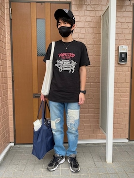 「MR.GENTLEMAN（ミスタージェントルマン）のアイテム（バッグ）」を使った、めそさん（メンズ・168cm）の夏コーディネート