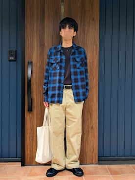 「アイテム（トートバッグ）」を使った、めそさん（メンズ・168cm）の秋コーディネート