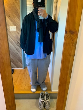「PRO CLUB （プロクラブ）のアイテム（スウェットパンツ）」を使った、TOMOYAさん（メンズ・183cm）の冬コーディネート