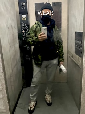 「NIKE（ナイキ）のアイテム（帽子）」を使った、エレベーター兄貴さん（メンズ・165cm）の冬コーディネート