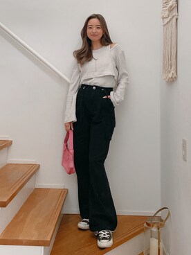 「Vicente（ヴィセンテ）のアイテム（Tシャツ/カットソー）」を使った、Vicente👖さん（レディース・160cm）の冬コーディネート