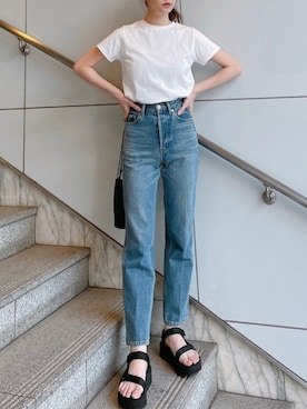 「白Tシャツ×デニム」｜Vicente👖さん（レディース・160cm）の夏コーディネート