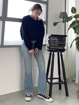 「Vicente（ヴィセンテ）のアイテム（Tシャツ/カットソー）」を使った、Vicente👖さん（レディース・160cm）の冬コーディネート