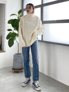 「Vicente（ヴィセンテ）のアイテム（ニット/セーター）」を使った、Vicente👖さん（レディース・160cm）の秋コーディネート