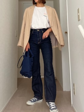 「Vicente（ヴィセンテ）のアイテム（Tシャツ/カットソー）」を使った、Vicente👖さん（レディース・160cm）の秋コーディネート