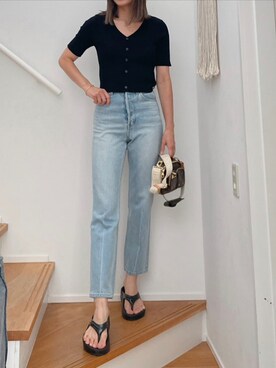 「Vicente（ヴィセンテ）のアイテム（ニット/セーター）」を使った、Vicente👖さん（レディース・160cm）の夏コーディネート