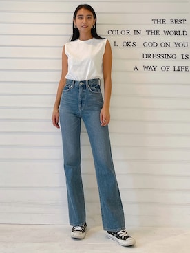 「Vicente（ヴィセンテ）のアイテム（タンクトップ）」を使った、Vicente👖さん（レディース・165cm）の夏コーディネート