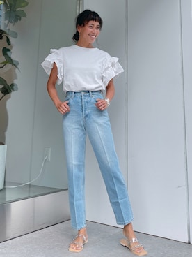 「白Tシャツ×デニム」｜Vicente👖さん（レディース・162cm）の夏コーディネート