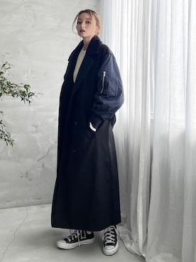 「コート」｜「アイテム（MA-1）」を使った、Vicente👖さん（レディース・160cm）の冬コーディネート