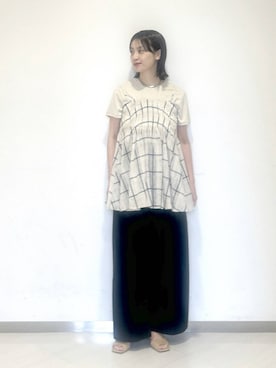 「A part by（アパートバイ）のネックカフ（ネックレス、シルバー系）」を使った、sakiさん（レディース・162cm）の春コーディネート