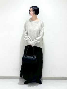 「A part by（アパートバイ）のシャギーニットプルオーバー（ニット/セーター）」を使った、sakiさん（レディース・162cm）の冬コーディネート