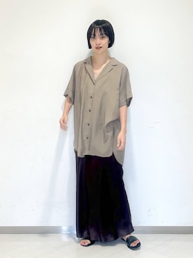 「ロングスカート」｜「アイテム（シャツ/ブラウス）」を使った、sakiさん（レディース・162cm・30代）の夏コーディネート