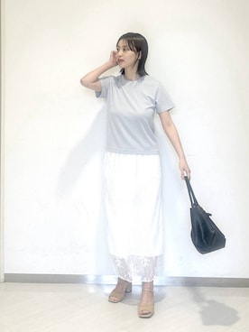 「A part by（アパートバイ）のネックカフ（ネックレス、シルバー系）」を使った、sakiさん（レディース・162cm）の春コーディネート