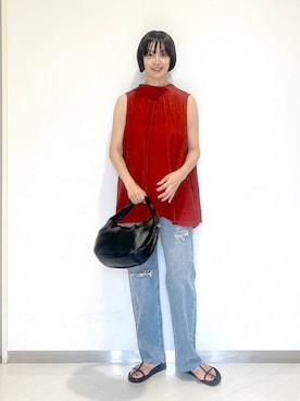 「A part by（アパートバイ）のワンショルカナグツキバッグ（ハンドバッグ）」を使った、sakiさん（レディース・162cm・30代）の夏コーディネート